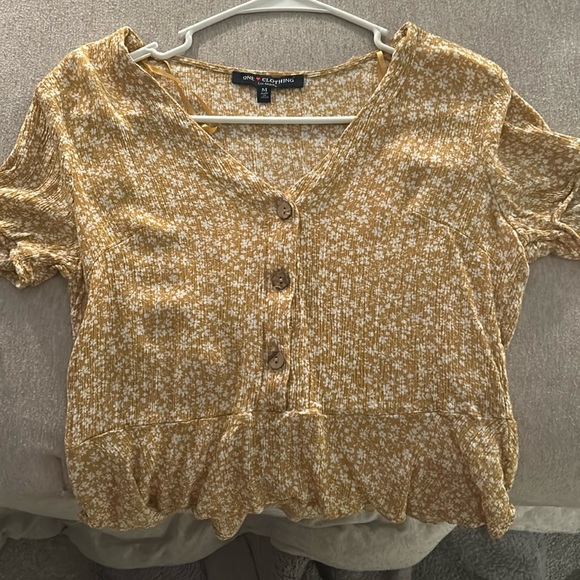 one clothing Tops Female Yellow Flower Crop Top Poshmark